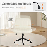 JHK Armless Cross Office Chairs with Wheels PU Leather Swivel Living Room Desk Chair