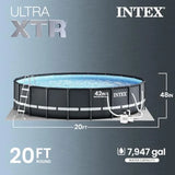 Above Ground Swimming Pool Set for backyard, steel frame with blue finish