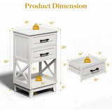 30" Tall Wood Nightstand Table with 2 Ders and Open Shel for Bedroom