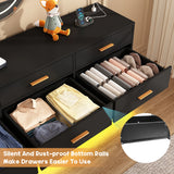 12 Drawer Dresser for Bedroom, 63'with Power Outlets & LED Lights