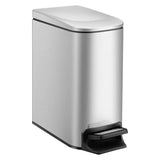 Slim Bathroom Trash Can with Lid Soft Close, Step Pedal, 6 Liter 1.6 Gallon Stainless Steel
