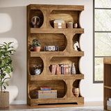 Modern Asymmetrical Bookshelf,Freestanding Display Shelf with Classic Shape
