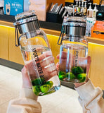 Large Capacity Glass Water Bottle Transparent Milk Juice Cup  for Tour Outdoor Sports