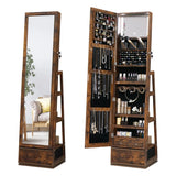 Rotatable Full Length Mirror Jewelry Cabinet Standing With Built-In Mirror