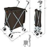 WM99100 Series Folding Shopping Cart with Wheels, Grocery Cart with Removable Canvas with Cover