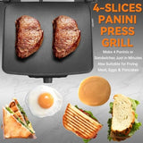 Electric Panini Press Griddle for 4-Slices Sandwich Maker Grilled Cheese Maker