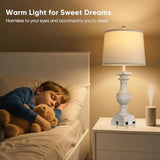 28''Table Lamp for Bedroom Nightstand, Vintage Bedside Lamp w/ USB A+C Port