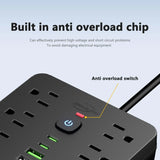 20 FT Flat Plug Surge Protector Power Strip, 11 AC Outlets with 6 USB Ports