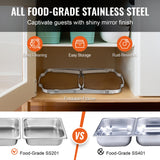 SucceBuy 8QT Rectangle Chafing Dish 2/4/6 Packs w/ Full Size Pans Buffet Catering Warmer