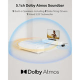 5.1CH Surround Sound Bar with Subwoofer, Dolby Atmos, VoiceMX for Home