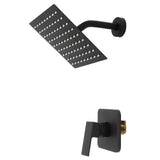 8" Shower Faucet Set Bathroom Rain Shower System Shower Trim Kit with Valve Black for