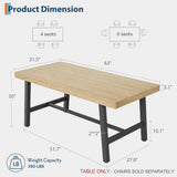 Industrial Dining Table or 4-6 People, 63" Long Large Kitchen Table with Sturdy Metal
