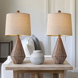 20.25' Living Room Rustic Linen Bedside Nightstand Lamps, Set of 2
