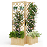 41"x10"x65" Freestanding Privacy Fence with Planter Box & Trellis 2-Panel Outdoor Garden Divider Privacy Screen
