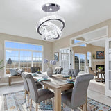 Crystal Chandeliers 3 Rings Ceiling Light Fixture LED Chandelier for High Ceiling Hanging