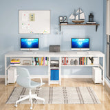 Tribesigns Two Person Desk with Bookshelf, 78.7 Computer Office Double Desk