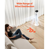Tower Fan, 22 ft/s for Indoors with 3 Speeds, 4 Modes, 12H Timer, Portable