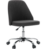 JHK Armless Small Desk Office Chair Cute Vanity Swivel Chair with Back Modern Fabric