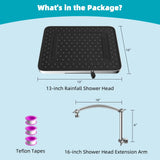 Hibbent Rain Shower Head, 13'' High Pressure Rainfall Square 5 Spray Mode Showerhead with