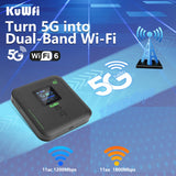 KuWFi 5G Mobile Router AX3000 Dual Band WiFi6 Portable Pocket Router WiFi