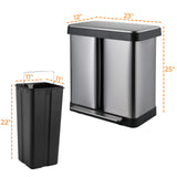 AOOU 16 Gallon Dual Trash Can, 60L(2x30L) Stainless Steel Kitchen Garbage Can