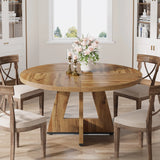 Tribesigns Round Dining Table for 4, 47 Inch Farmhouse Kitchen Table Small Dinner Table