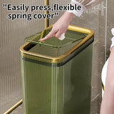 2.6 Gallon Clear Trash Can with Press Top Lid for Bathroom, Bedroom, Office