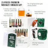 DIY Whiskey and Cocktail Smoker Kit - Premium Wood and Botanical Smoking Kit - Includes 6 Wood Chips 6 Botanicals 2 Glasses Whi