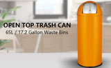 17 Gal / 65L Push Lid Trash Can Commercial Grade Brushed Stainless Steel for Outdoor/Kitchen,Home