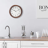 Wall Clock for Living Room with Quiet Sweep Second Hand,  Dark Brown