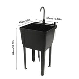 Freestanding Laundry Tub Utility Wash Sink w/ Faucet & Soap Dispenser