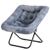 JHK 28IN Cozy Saucer Chairs Soft Faux Fur Large Size Folding Lounge Living Room Padded Seat