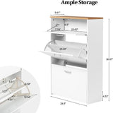 Shoe Cabinet Storage for Entryway Ultra Slim w/ 2 Flip &1Drop-Down Drawers