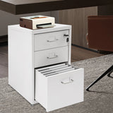 3 Tiers Rectangular Steel Vertical File Cabinet,Pink/White/Black Metal Mobile File Cabinet