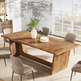 Dining Room Table: Rectangular Farmhouse Kitchen Table with Solid Pedestal