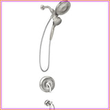 6-Function Handheld Showerhead and Rain Shower Combo with Valve, Trim Kit, Tub Spout,