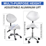 Saddle Chair with Back Support | Rolling Adjustable Esthetician Chair with Wheels | Heavy-Duty Massage Stool