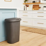Spring Top Trash Can with Lid 13 Gallon Gray Plastic Garbage Bin for Home Kitchen