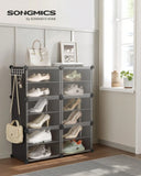 SONGMICS Shoe Rack, 6 Cubes With Doors, 24 Pair For Bedroom,  Plastic