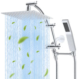 All Metal 10'' Rainfall Shower Head, Square Shower Head Combo, High Pressure Handheld Shower