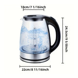 2L Glass Electric Kettle, 1000W Fast Boil with Auto Shut-Off, Transparent White Pot for Tea/Coffee