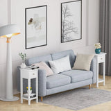 Narrow Side Table With Drawer And Shelf, Wood Nightstand For Living Room