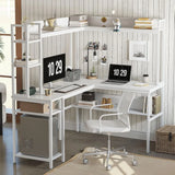 L Shaped Gaming Desk with Hutch, 60" Corner Computer Desk with Storage Shelves