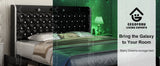 Queen Platform Bed Frame w/LED Lights, Wingback Headboard, USB Ports