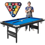 6 FT Folding Pool Table, 76 Inch Portable Billiard Tables for Adults