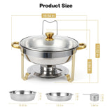 2/4 Pack Chafing Dish Buffet Set, 5QT Buffet Servers and Warmers, Round Catering Warmer with Glass