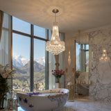 Modern Chrome Silver Crystal Chandelier, Round Dimmable Dining Table