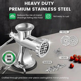 Manual Meat Grinder with Stainless Steel Sausage Stuffer, Hand Crank Mincer for Beef