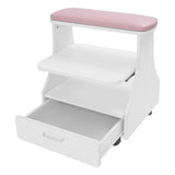 3-tier Foot Rest Manicure Stool Pedicure Cart Footbath Trolley with 4 Casters for Beauty Salon