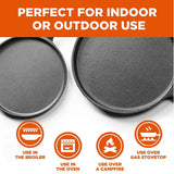 Round Cast Iron Griddle Pan 3Piece Set 8inch, 10inch, and 12inch Preseasoned Griddle